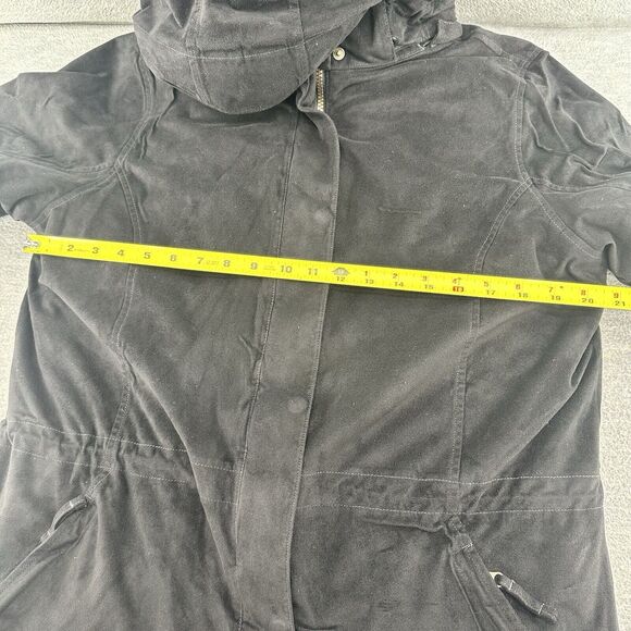 L.L. BEAN - Women's Fleece Lined Primaloft Quilted Hooded Black Coat Size L - Picture 14 of 15